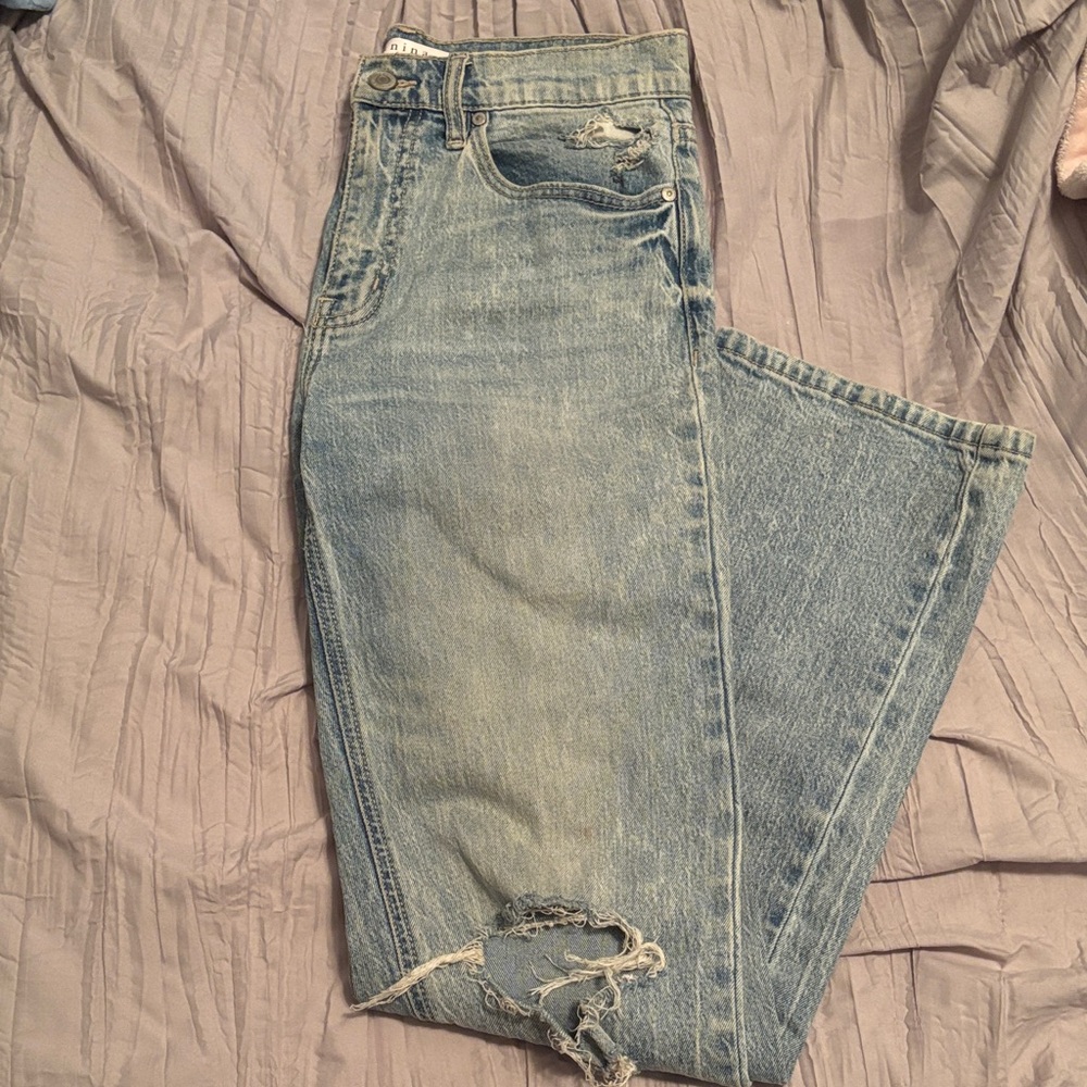 Eunina Light Blue Distressed Straight Leg Jeans